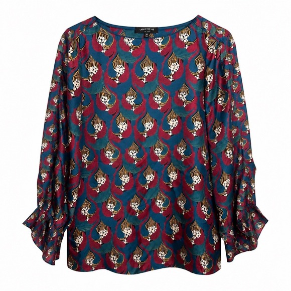 Lafayette 148 New York Tops - Lafayette 148 New York Silk Blouse XS Multicolor Abstract Print Long Sleeve